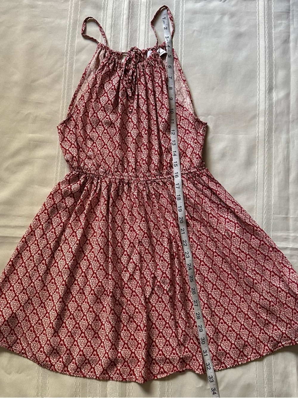 Lulus Red Geo-Print Halter Mini Dress - Picture 10 of 12